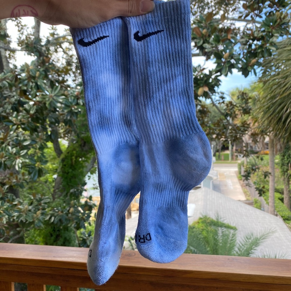 Blue tie dye Nike socks